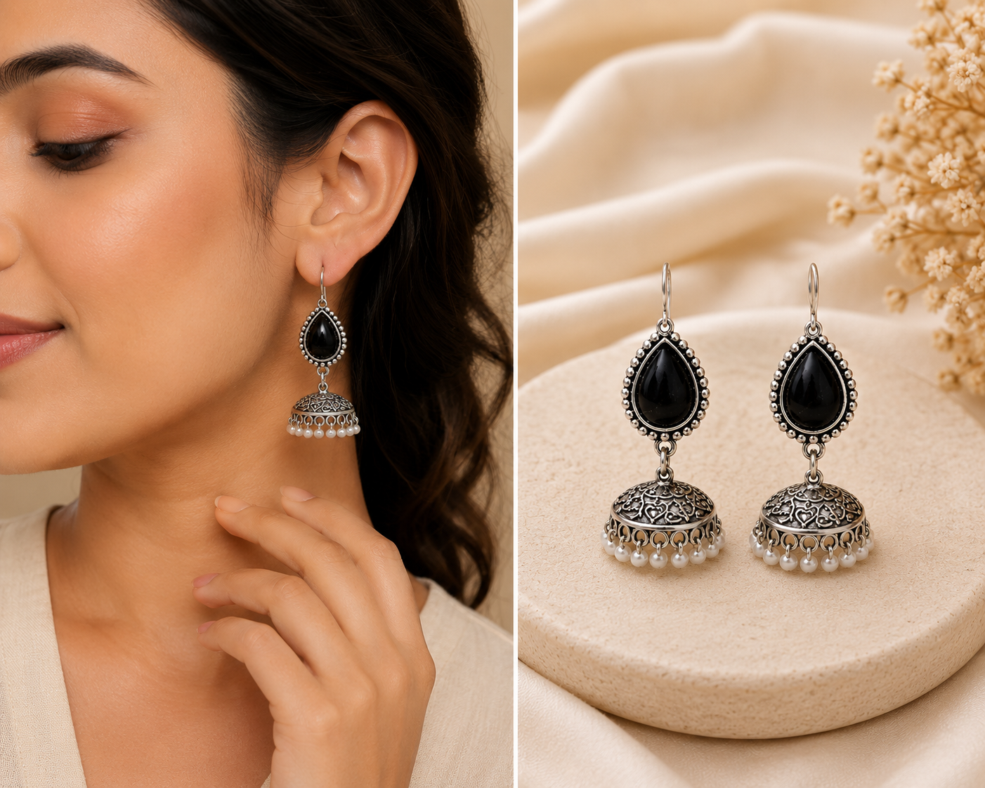 black oxidized jhumka