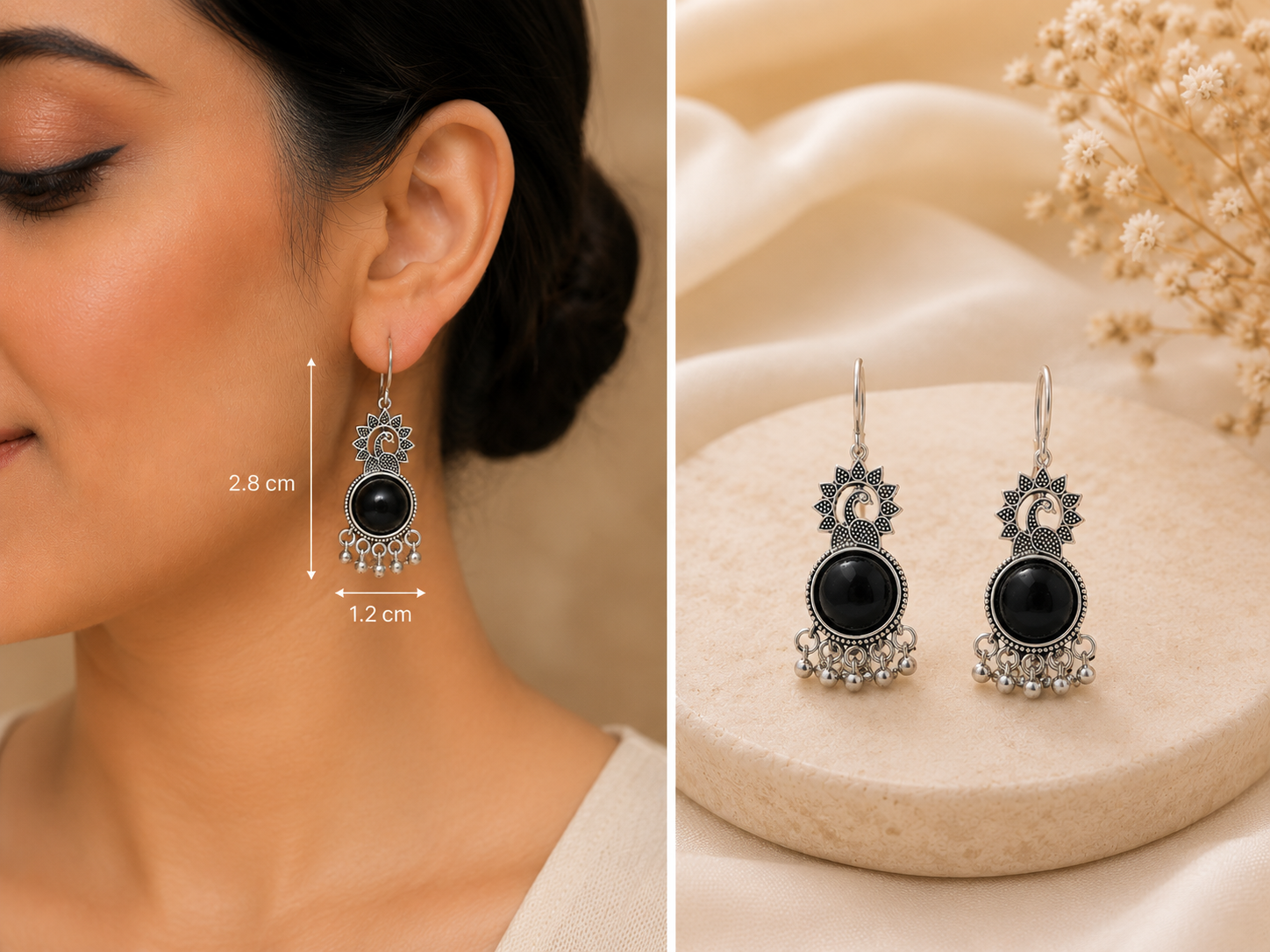 oxidized dangle earing - black